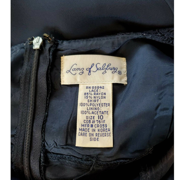 Lanz of Salzburg A-Line Lace Chiffon Blue Gown 10 - Picture 10 of 11